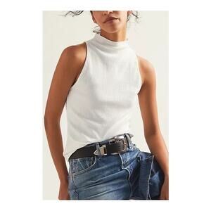 Maeve Anthropologie White Alicia Mock Neck Tank Size M